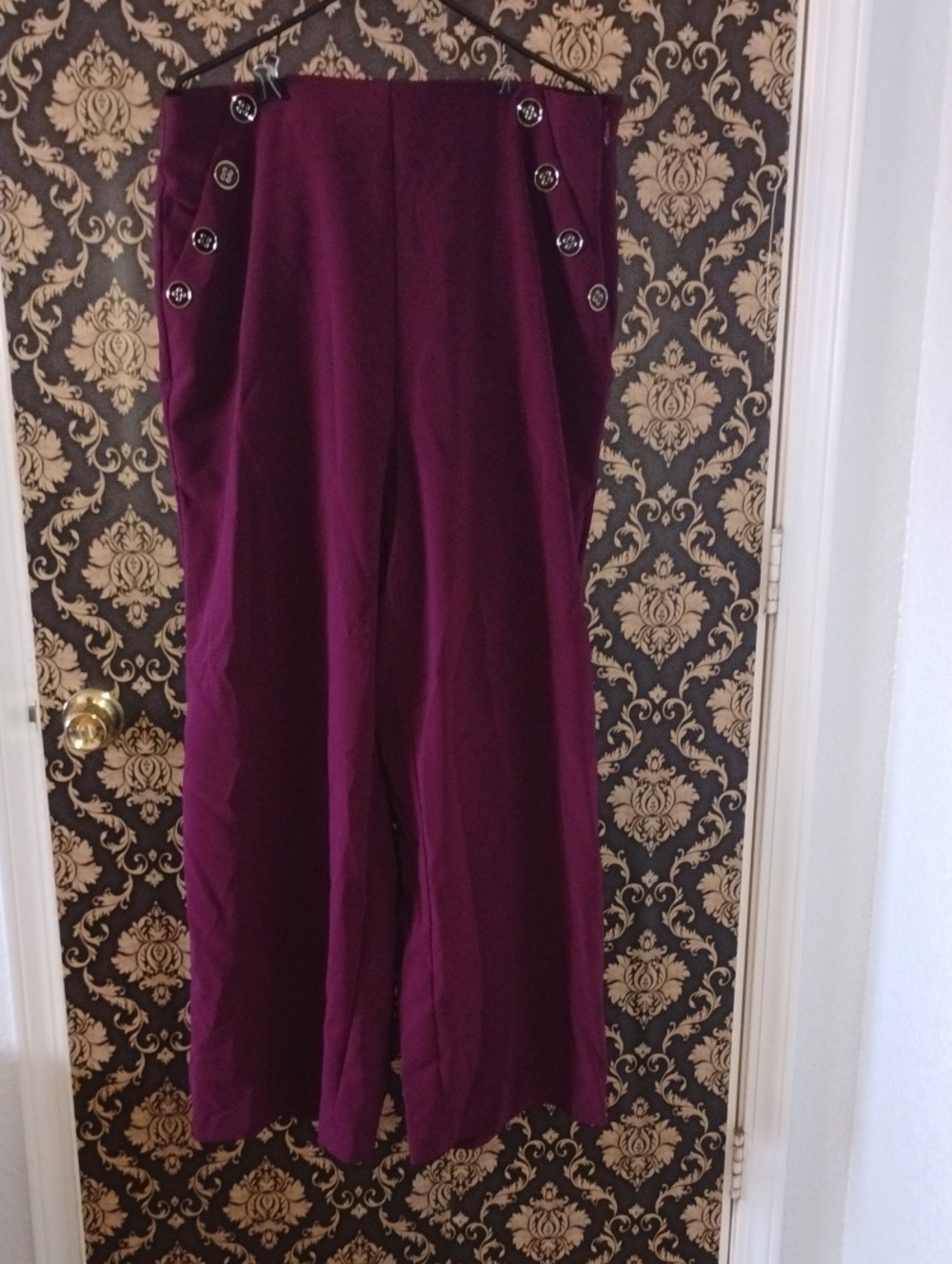 torrid Plum Wide-Leg High-Waist Pants with Nautical Buttons